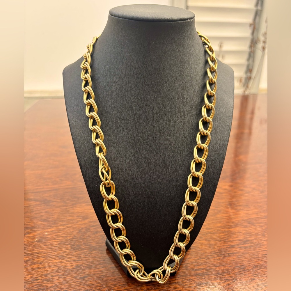 Givenchy vintage Chunky Gold double Chain Necklace 24” Cuban links